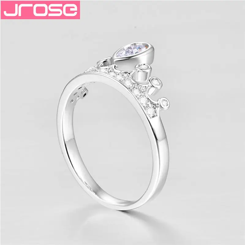 JROSE Beautifu Королева Корона узор кольцо капли воды белые стразы свадебное украшение