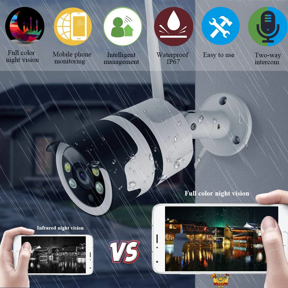 1080P CCTV Камера Wi Fi камеры видеонаблюдения IP двухстороннее аудио Цвет Ночное