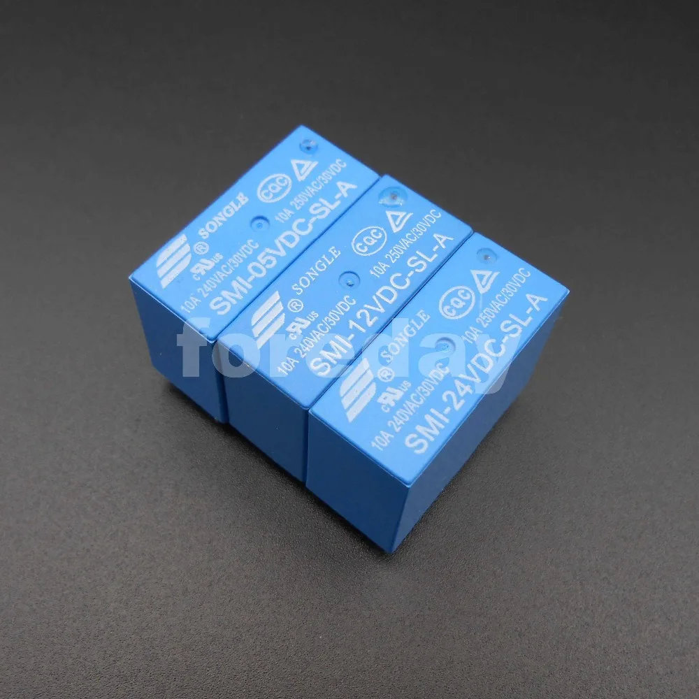 10 шт. Новое реле мощности SONGLE SRS PCB 4 контакта 5A 10A 5 в 12 В 24 В SMI-05VDC-SL-A SMI-12VDC-SL-A 10 шт./лот * SMI-24VDC-SL-A