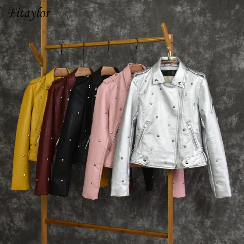 Мотоциклетная кожаная куртка ftaylor Женская из искусственной кожи с узкой вышивкой