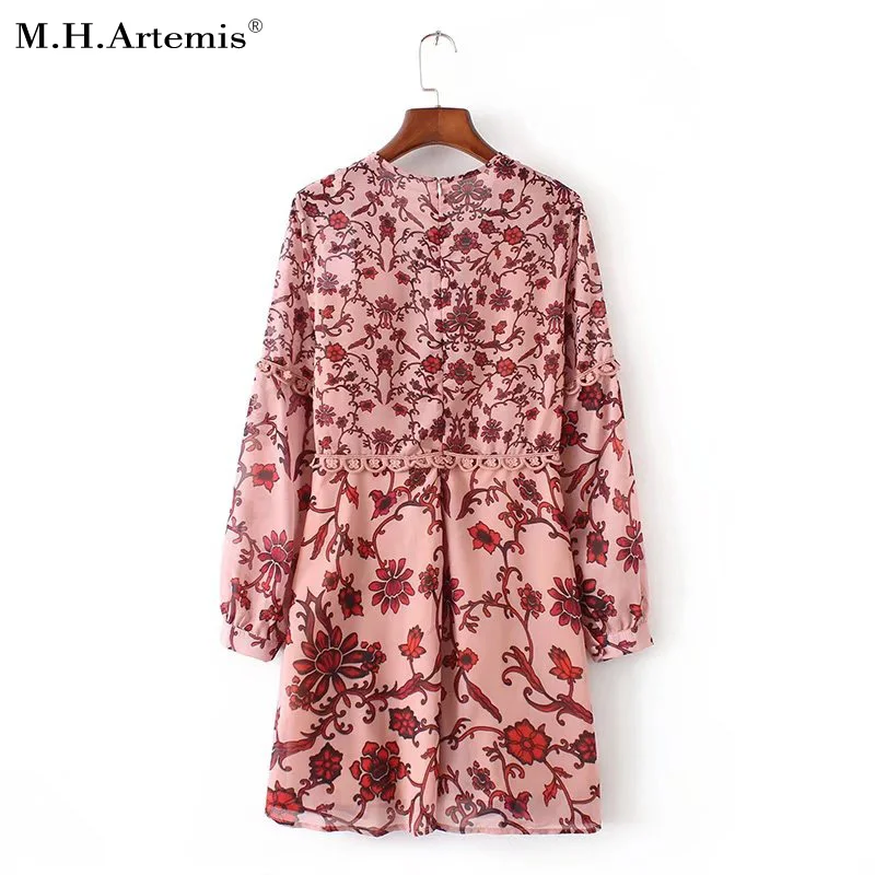 M. H. Artemis винтажное шифоновое короткое вечернее платье с принтом vestidos de festa осеннее