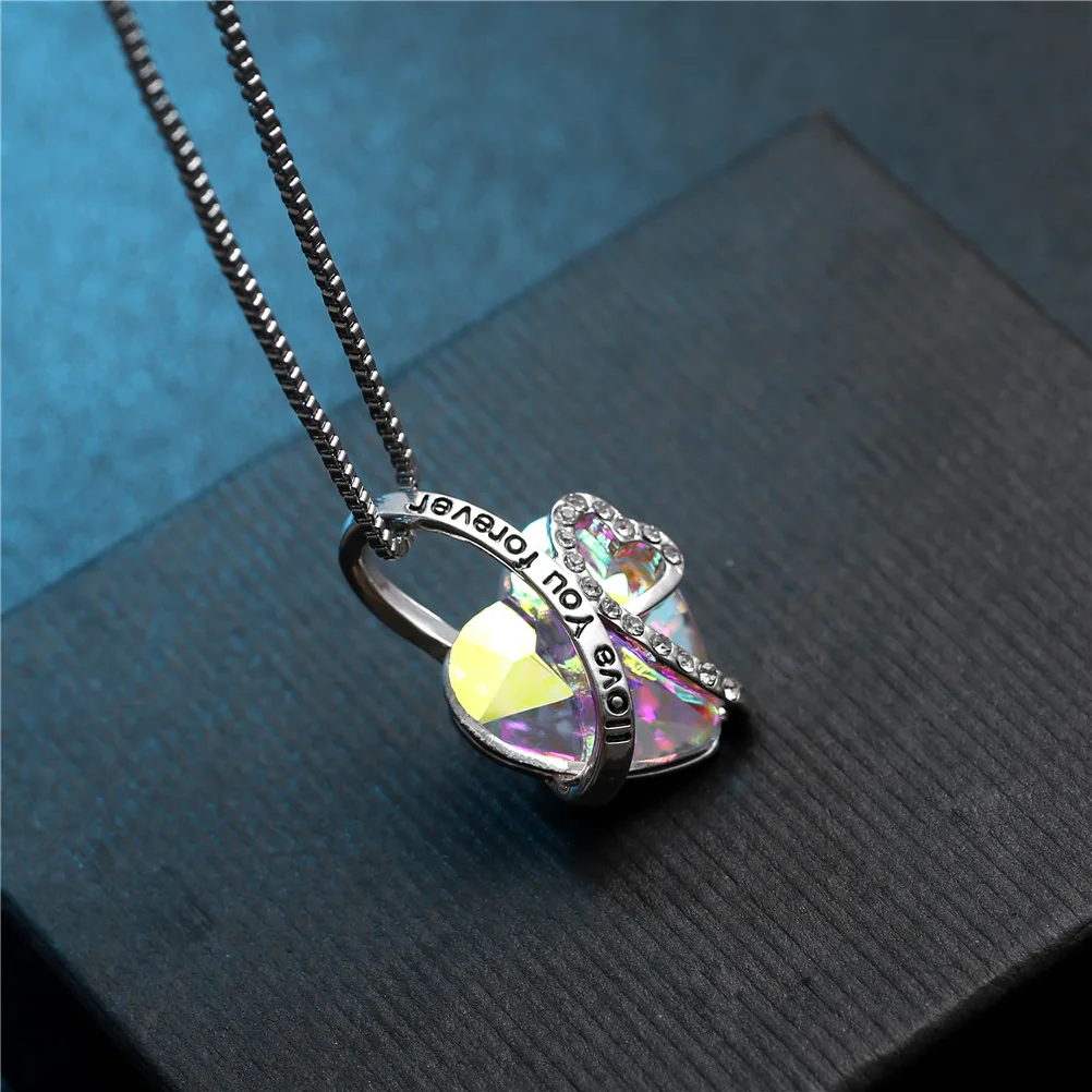 GB i love you forever ocean сердце Персиковое Кристальное ожерелье длиной до ключиц с