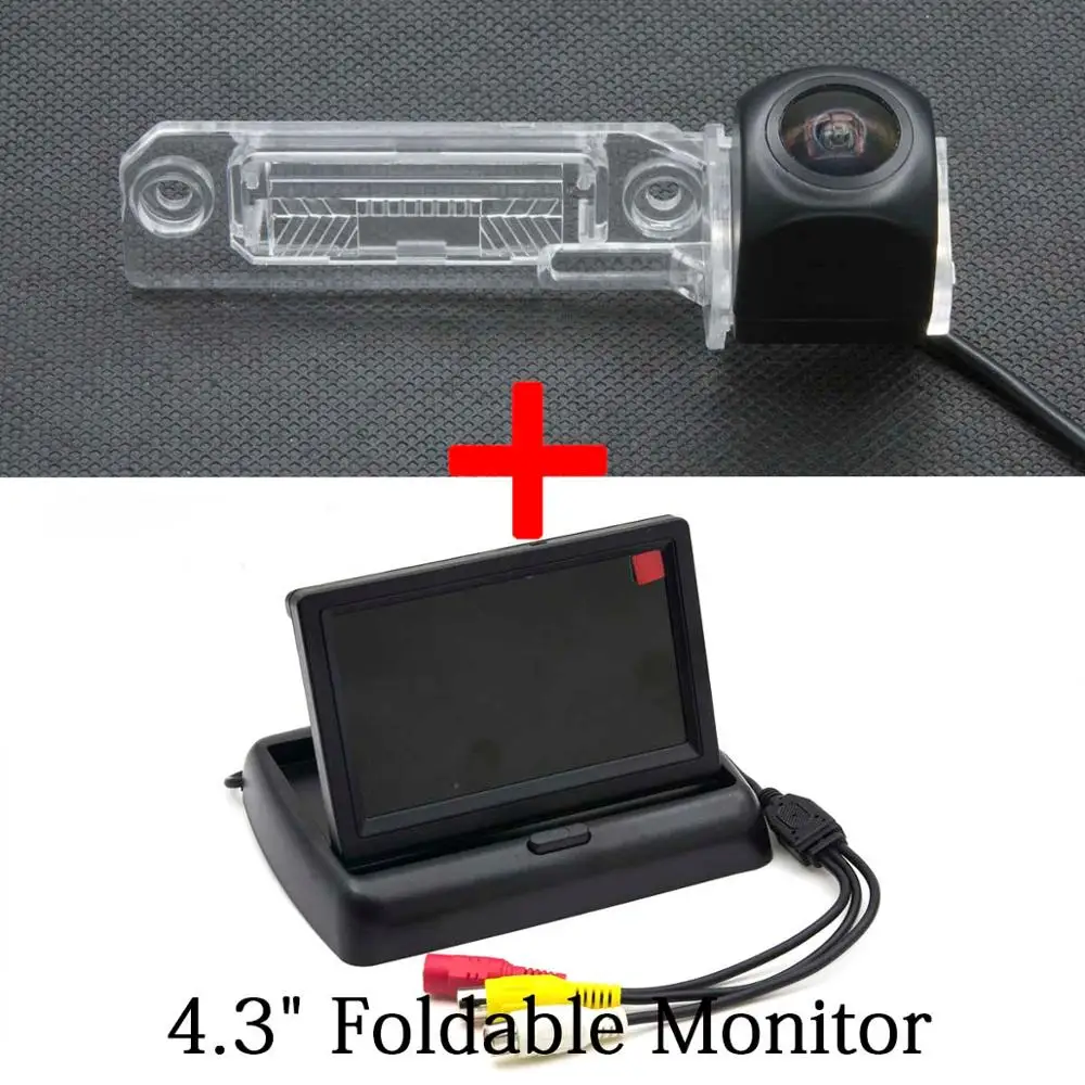 Camera 4.3 inch fold Рыбий глаз 1080P MCCD Starlight Автомобильная камера заднего вида для VW Golf Polo Jetta Passat B6 Touareg Touran T5 T4 Superb " беспроводной монитор - Название цвета: Camera 4.3 inch fold