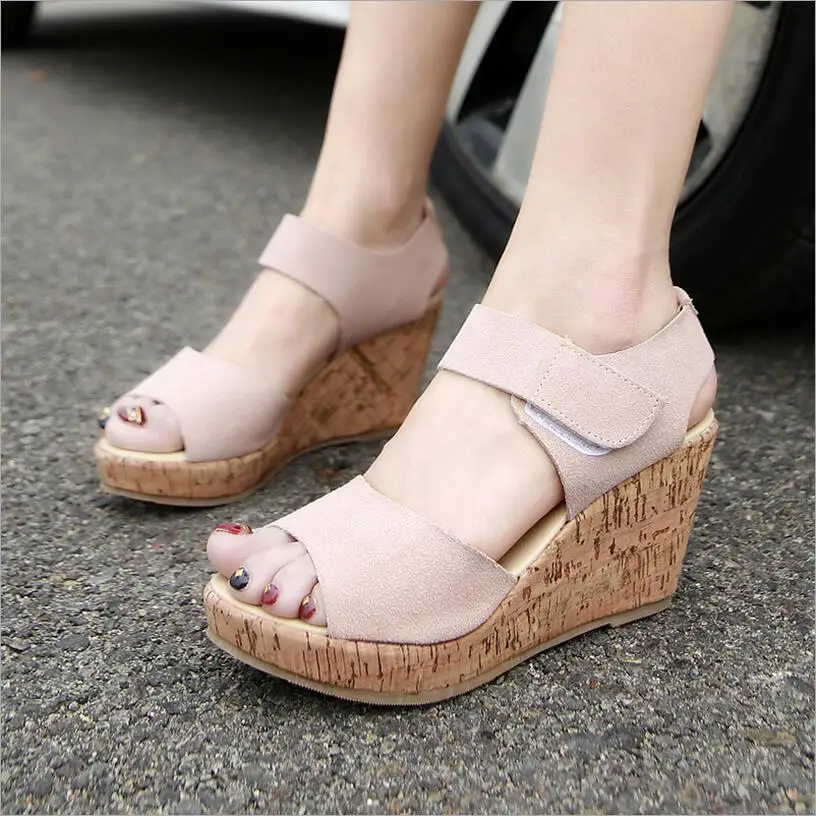 Новый Стиль платформа клин высокие каблуки женщин обувь плюс size35-43 Гладиатор