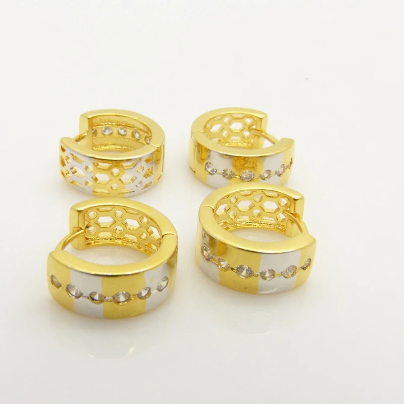 2-tone Solid Gold Filled Womens Fashion Hoop Earrings Hollow Design Jewelry Gift | Украшения и аксессуары