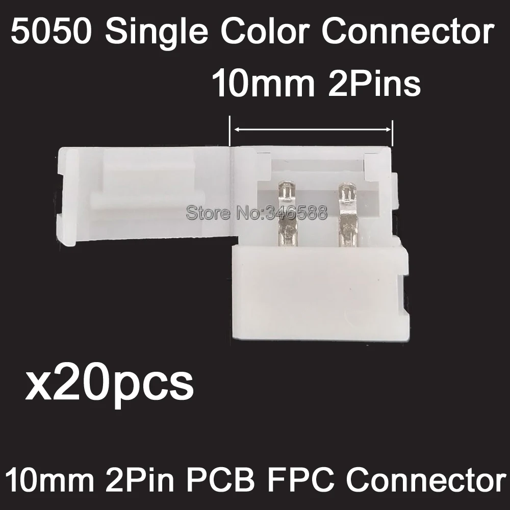 

20x 2 PIN 2Pin 10mm Strip to Strip PCB FPC Easy Connector for 5050 Single Color LED Strip No Welding Soldereless Easy to Install