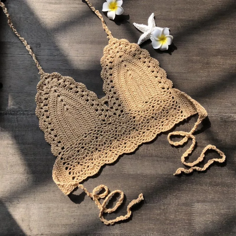 1 шт. купальник бикини Вязание сплошной цвет дышащий для пляжного отдыха FDC99|Топы|