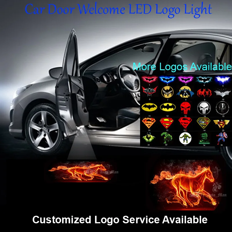 

2x Flaming Horse Logo Car Door Welcome Step Courtesy Laser Projector Ghost Shadow Puddle LED Wired Light #C0513