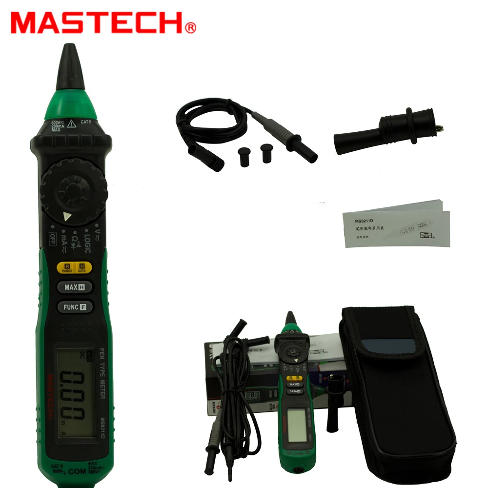 Профессиональный Цифровой Мультиметр Mastech MS8211 перьевого типа Бесконтактный