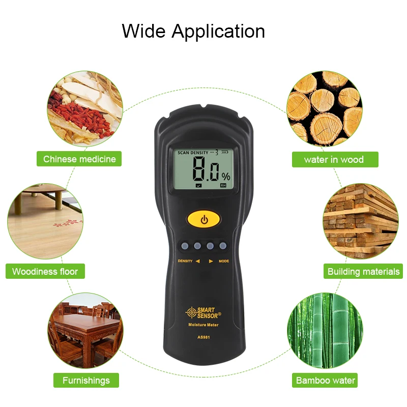 Smart Sensor AS981 цифровой измеритель влажности мини древесины детектор с ЖК-дисплей