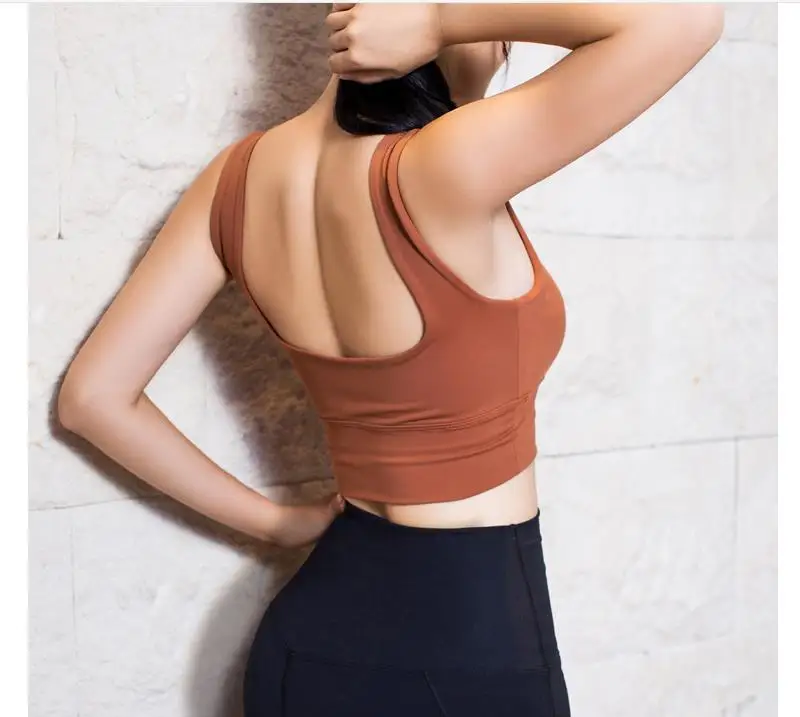 Женский спортивный бюстгальтер пуш ап однотонный Фитнес Майка йога жилет топы