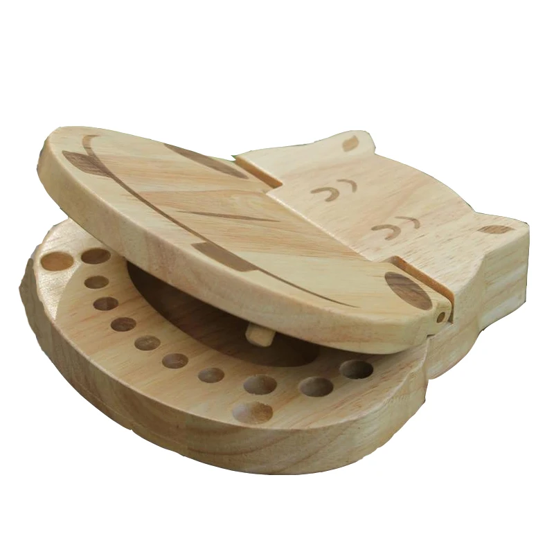 

New Wood Lanugo Storage Box Hippo Keepsake Organizer for Baby Save Milk Teeth Wooden Tooth Box for Kids Boy Girl Gifts MJ17810T