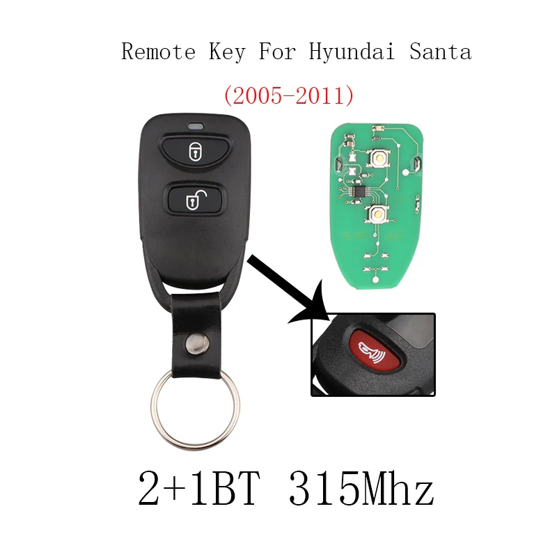 2 кнопки + тревога 315 МГц Автомобильный Дистанционный ключ для HYUNDAI Tucson Santa Fe Elantra 2005