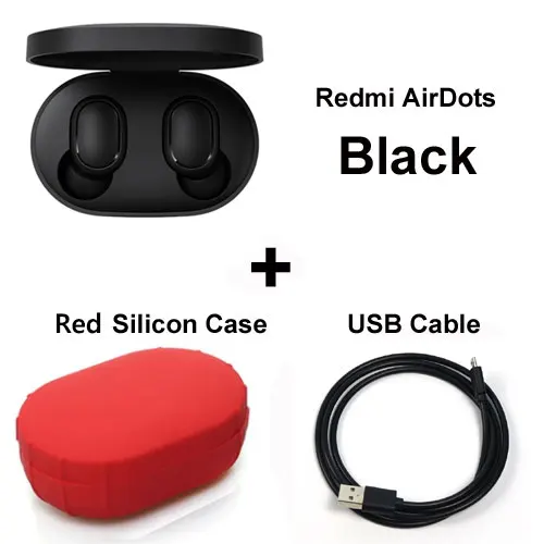 Add Cable Red Case Xiaomi Redmi Airdots Xiaomi беспроводные наушники Голосовое управление Bluetooth 5,0 шумоподавление управление - Цвет: Add Cable Red Case