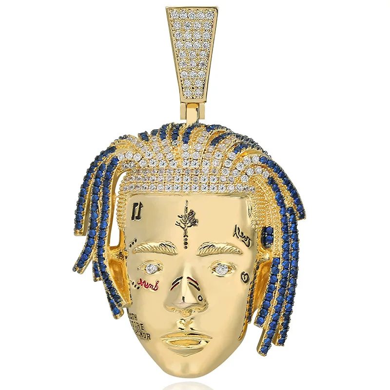 Фото Ожерелье в стиле хип-хоп с кубическим цирконием из золота XXXTentacion кулон и ожерелье