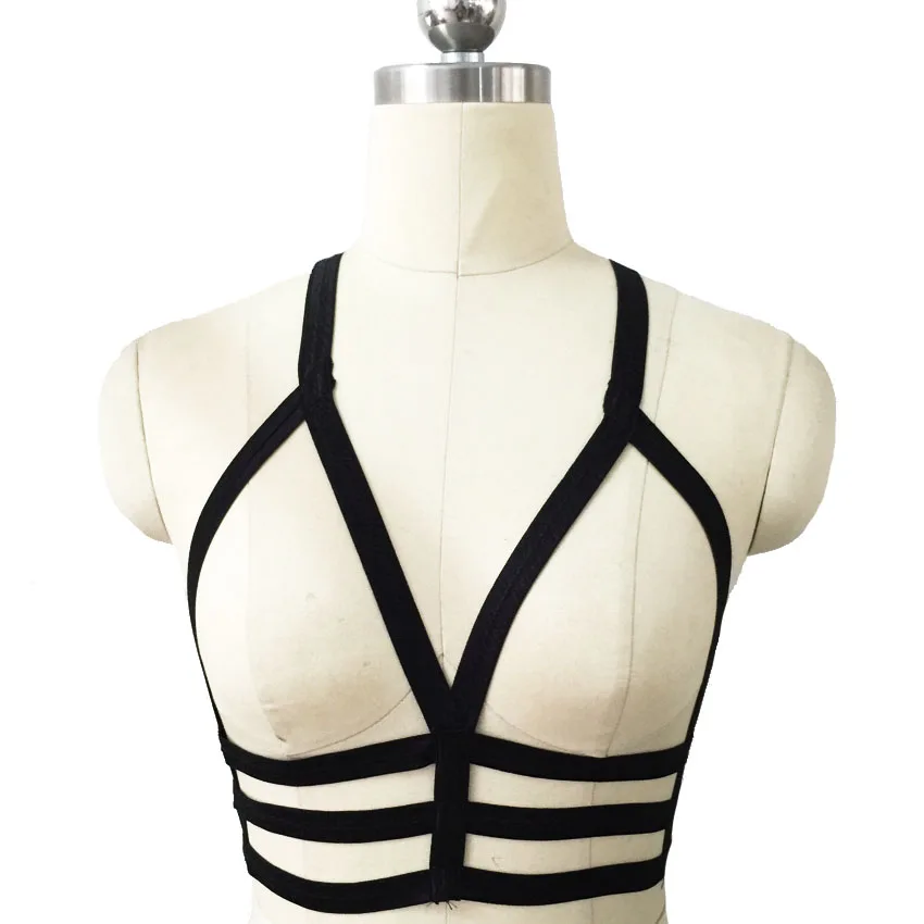 Черный женский сексуальный бюстгальтер на бретельках готический одежда для