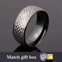 black wide rings black gun plated 316l stainless steel for men casual jewelry double streak mens rings with gift box r208