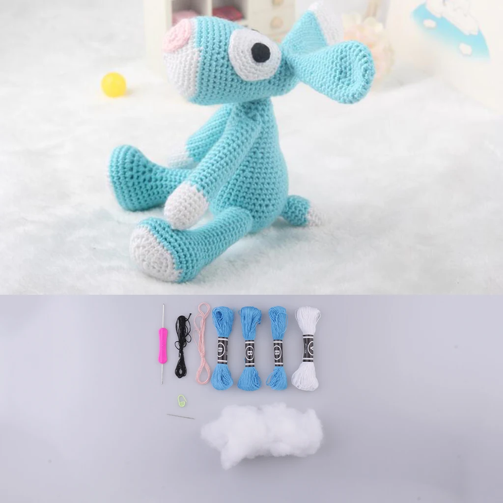 Животные Вязание амигуруми Набор DIY игрушка материал посылка синий собака