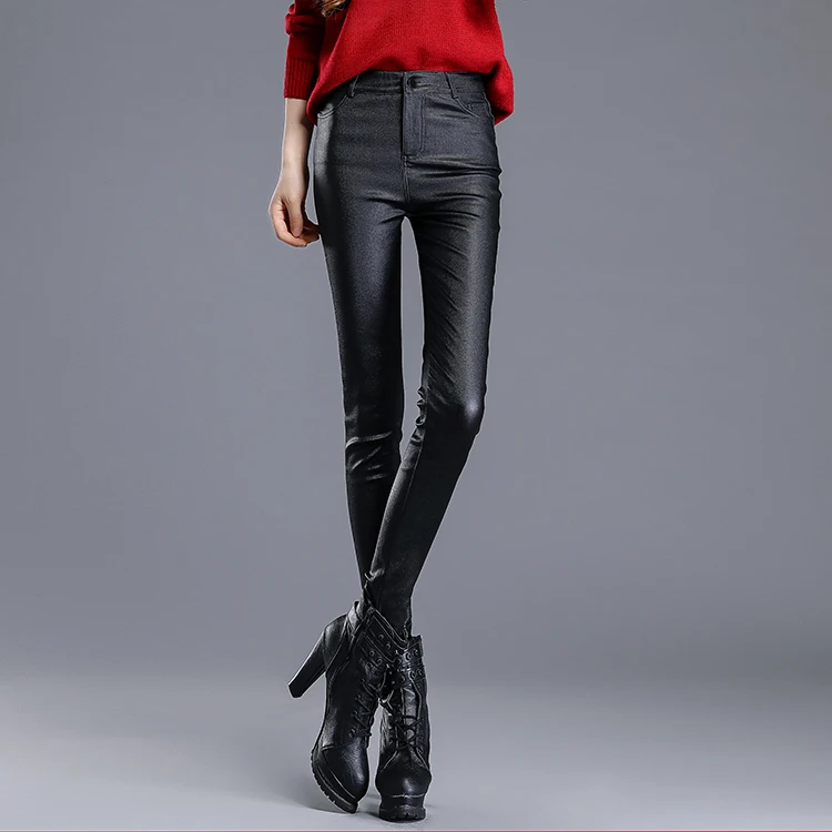 Женская одежда зимняя корейские Бархатные матовые штаны из искусственной кожи