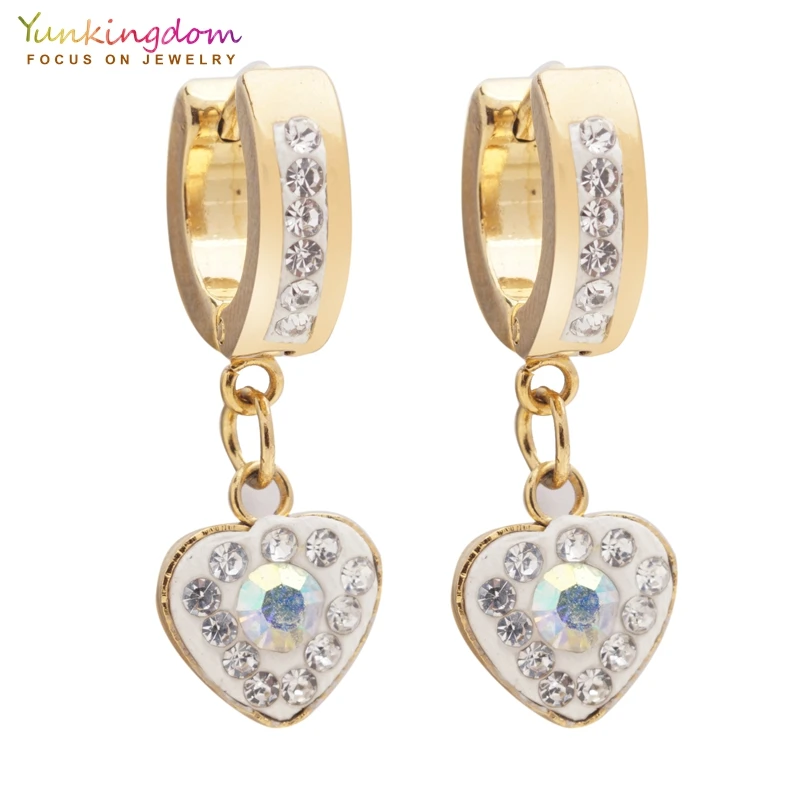 Длинные серьги Yunkingdom pretty из нержавеющей стали золотого цвета с кристаллами для