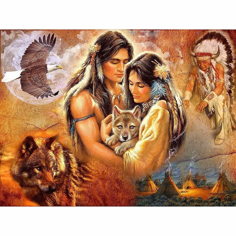 

5D Diy Diamond Painting Cross Stitch Square/round Embroidery Indian Couple Mosaic Craft Home Decor Picture By Numbers Sale