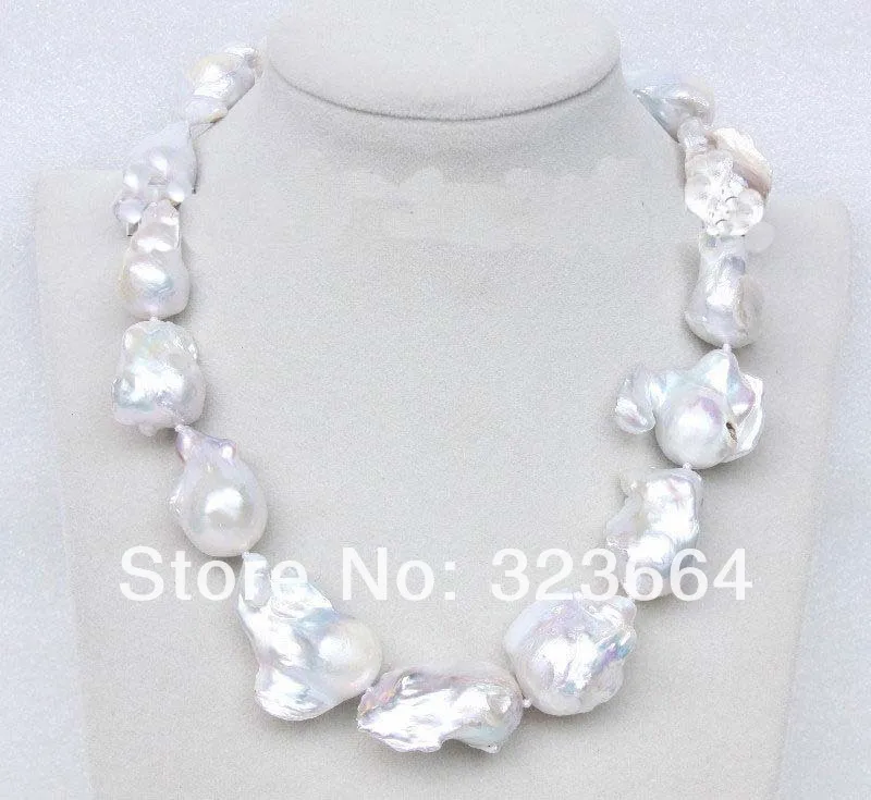 Ожерелье в белом цвете 18 дюймов 32 мм|pearl necklace|keshi pearl necklacekeshi pearls |