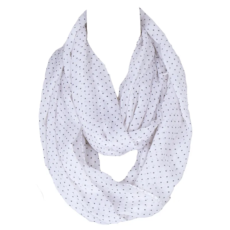 Женский шарф кольцо в горошек из полиэстера 180x50 см|ring scarf|loop scarffashion scarf |