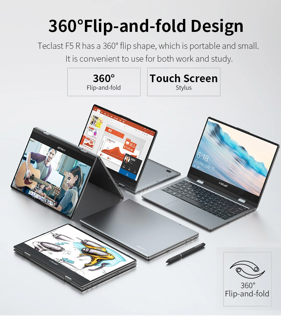 Ноутбук Teclast F5R 11,6 дюймов Win 10 8 Гб DDR4 128 Гб SSD Intel Gemini Lake N3450 360 градусов шарнир сенсорного экрана ноутбука