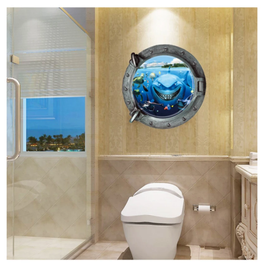 Настенные наклейки для украшения комнаты Коралловая Акула Рыба Потертость дома