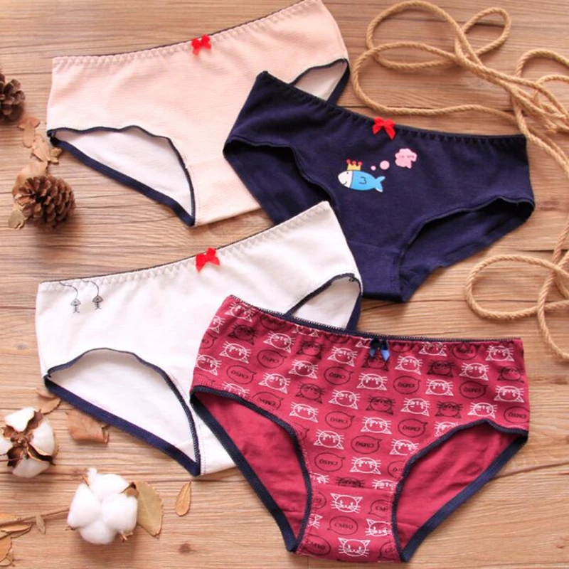 5 шт./лот детское хлопковое нижнее белье трусы для девочек однотонные Короткие с