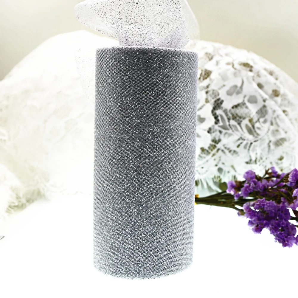 Bling Organza Tulle Roll 15cm 25Yards Fabric Spool Party Birthday Gift Wrap Wedding Decoration Christmas Favors Event Supplies|Украшения