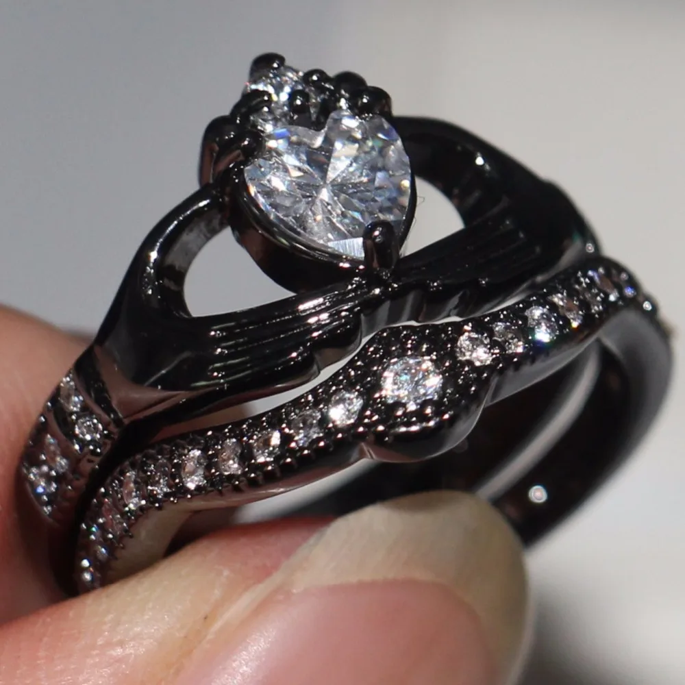 Лидер продаж Claddagh модные ювелирные изделия 10kt черный золотой Заполненный Белый
