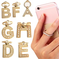 new 1pcs 360 degree diamond metal letter a z finger ring smartphone stand holder mobile phone holder for iphone huawei all phone