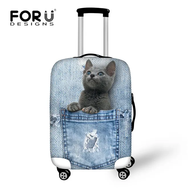 FORUDESIGNS/3D джинсовые дорожные сумки с кошкой, чехол для багажа, плотный эластичный Эластичный Защитный чехол для костюма, чехол для 18 ''-30'', чехол N - Цвет: CC2296