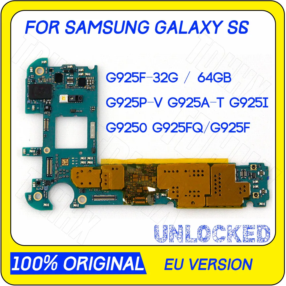 Оригинальная разблокированная материнская плата 32 ГБ для Samsung Galaxy S6 Edge G925F G925P G925V