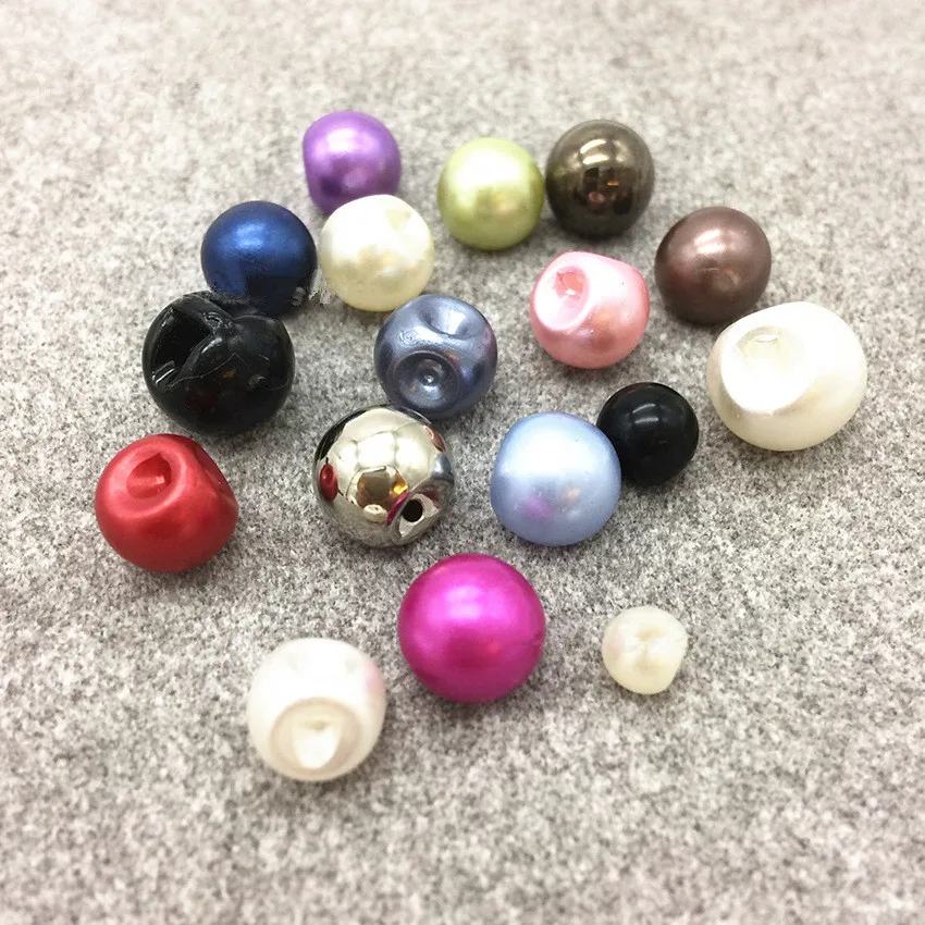 100pcs/lot 10mm Upscale circular Invisible hole Colorful pearl button Stud sewing accessory | Дом и сад