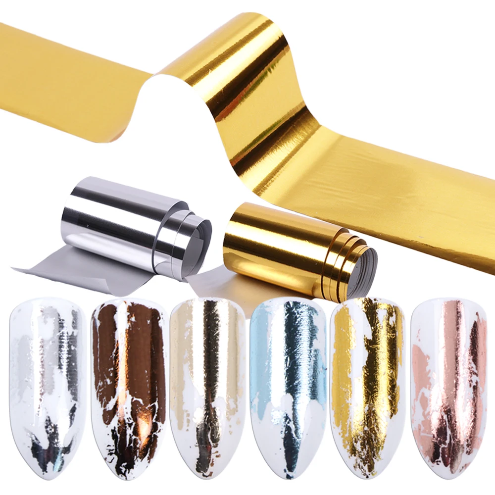 

2 roll Nail Foils Transfer Stickers Metal Color Nail Decals Wraps Glitter Polish Starry Paper Slider Manicure Decoration