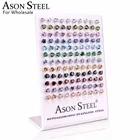 Серьги-пусеты ASONSTEEL из нержавеющей стали с сердечком, оптовая продажа, 60 парлот, женские яркие серьги с кристаллами, Рождественское украшение