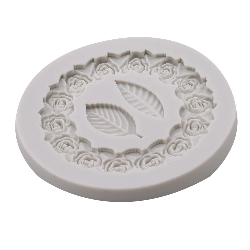 Роза гирлянда рельеф рамка торт границы силиконовые формы лист инструменты для