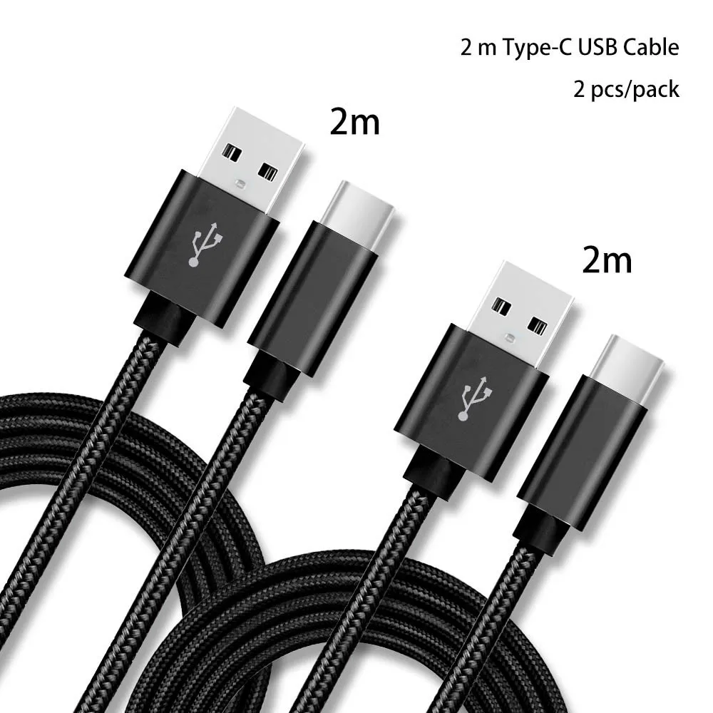 Черный 2 м ⑤ упак. 2.4A Type C USB нейлоновый кабель для зарядного устройства Samsung S10/LG