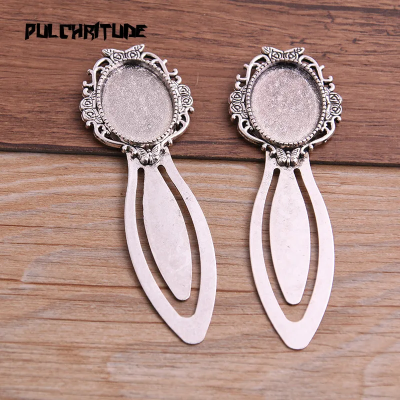 2pcs Two Color 18*25mm Cameo Steel Hollow Bookmarks Oval Cabochon Settings Jewelry Blank Charm | Украшения и аксессуары
