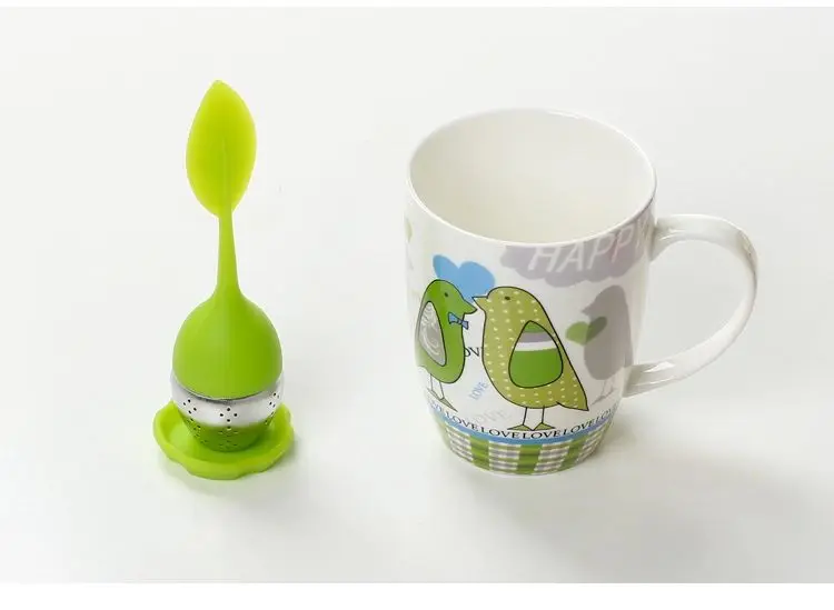 Colador de hojas de t&eacute; de silicona y acero inoxidable de grado alimenticio, Infusor de especias a base de hierbas, filtro de t&eacute;, 100 Uds.-3