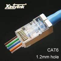 xintylink rj45 connector cat6 cat 6 plug 8p8c stp rg rj 45 lan shielded sftp ftp network ethernet cable jack modular 1 2mm hole