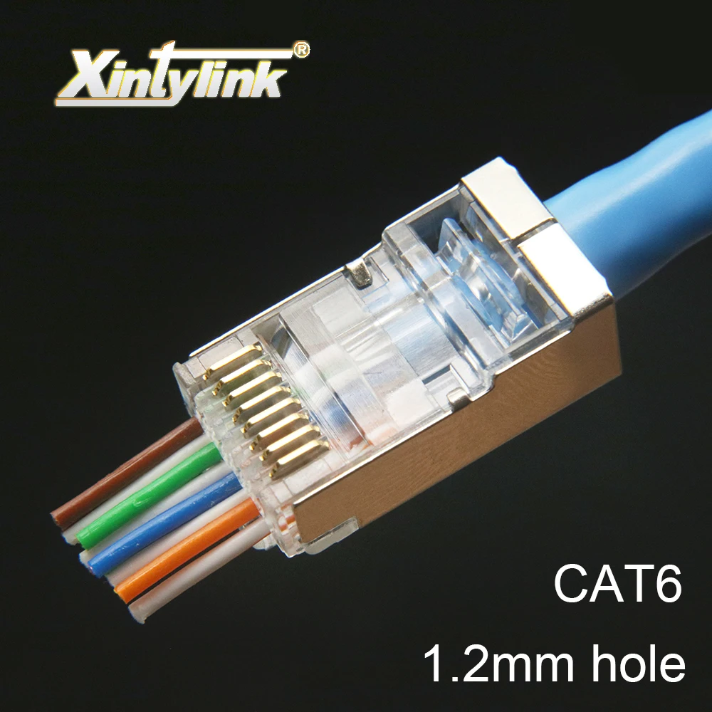 Разъем xintylink rj45 cat6 cat 6 штекер 8p8c stp rg rj 45 lan экранированный SFTP FTP сетевой ethernet кабель