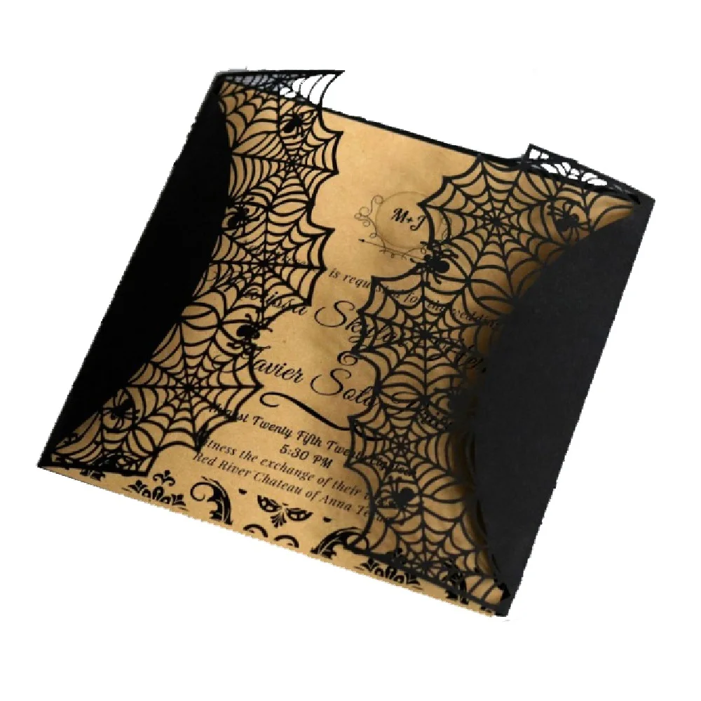 Черная жемчужная бумага Spiderweb лазерная резка кружева полые диаметром 15x15 см с