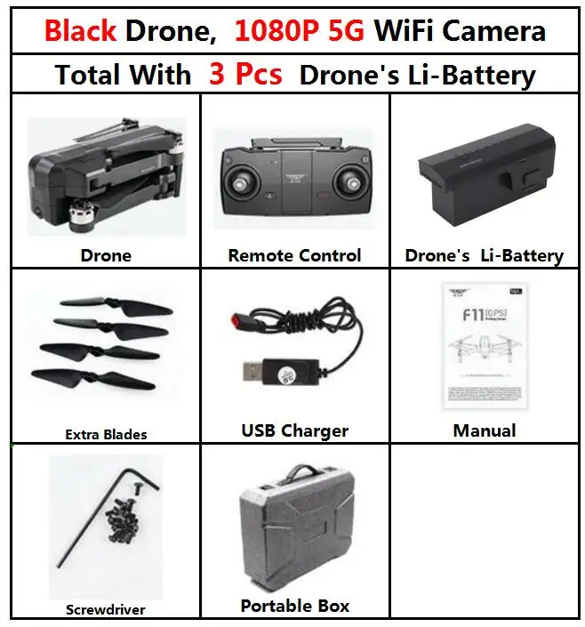 f11 1080p 3b ASM SJRC F11 gps Дрон с Wifi FPV 1080P камера бесщеточный Квадрокоптер 25 минут время полета управление жестами складной Дрон Vs SG906 - Цвет: f11 1080p 3b ASM