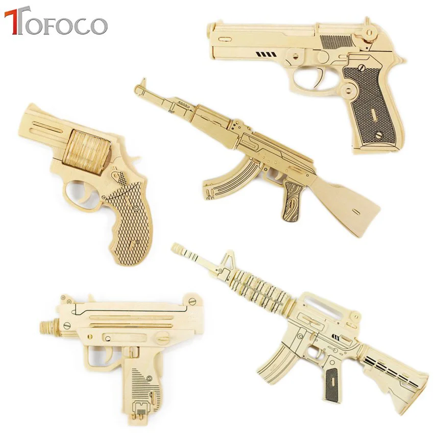 TOFOCO новинка Деревянный 3D пистолет-головоломка модель игрушка для мальчика