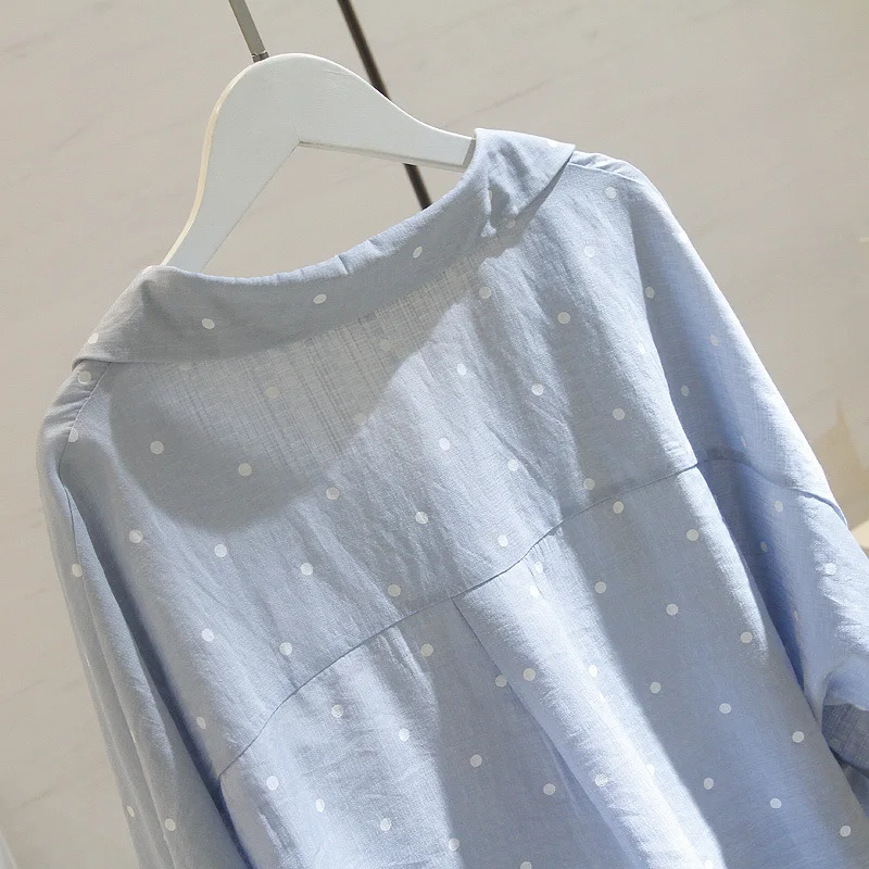 Cotton Shirts 2019 Summer New Fashion White With Polka Dot Plus Size XXXXL Loose Slim Wears Half-Sleeved V-neck ShirtA168 |