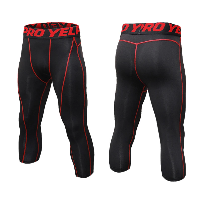 Мужские компрессионные брюки 3/4 шорты капри спортивные трико Baselayer мужские