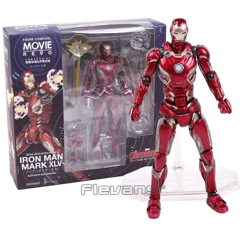 Iron Man Revoltech серии Marvel Мстители Дэдпул Человек-паук яд паук Гвен Росомаха Капитан Америка Магнето фигурка модель игрушки - Цвет: Iron Man